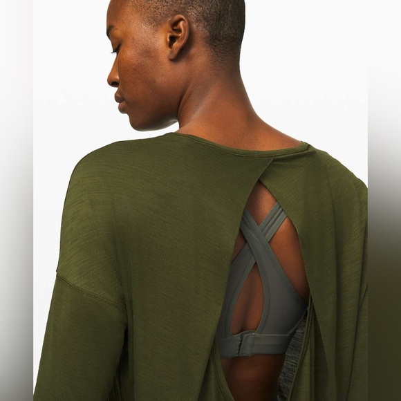 Lululemon Get Set Long Sleeve in Heathered Landscape Green Size 8 / 10 - Picture 4 of 7